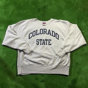 Vintage Champion Reverse Weave NCAA Colorado State Crewneck Sweatshirt XL Gray